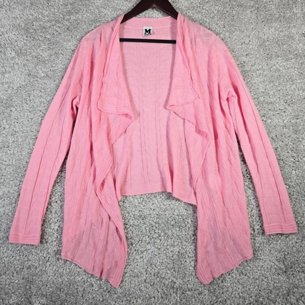 Missoni Draped Open Front Cardigan Womens 42 Pink Textured‎ Knit Luxury